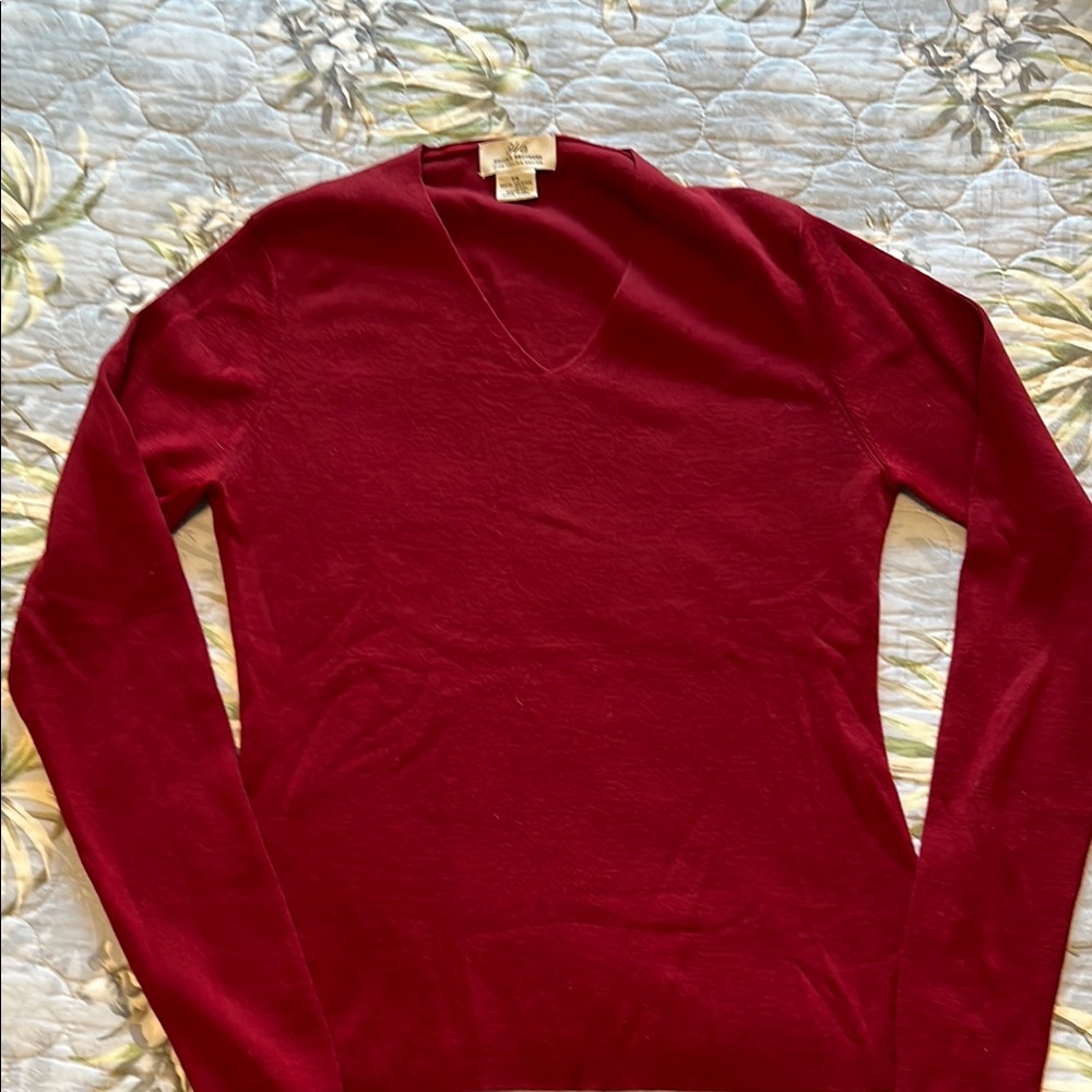 Brooks Brothers Deep Red V-Neck Sweater